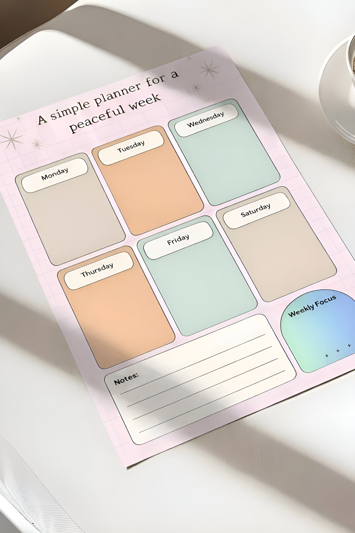 Minimal Weekly Planner – Printable Digital PDF